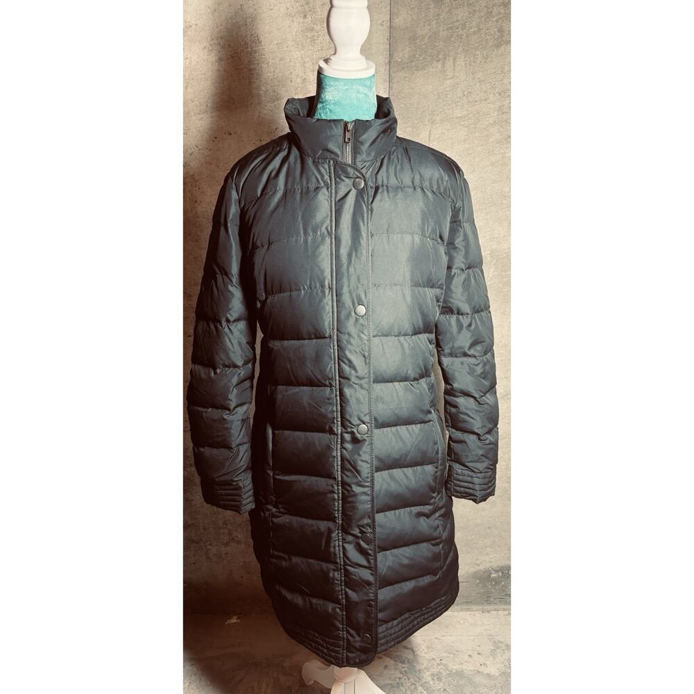 J. Jill Women’s Black Long Puffer Down Coat Size M Warm Quilted Winter Jacket